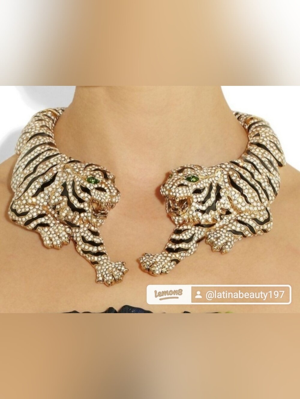 Natasha Gold Tiger Head Crystal- Necklace - Women Jewelry Fashion Luxury